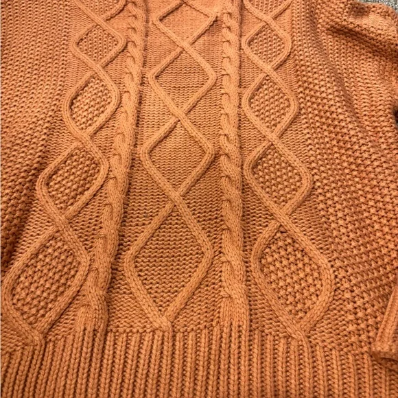 Women's Cable Knit Sweater - Orange - Picture 2 of 5
